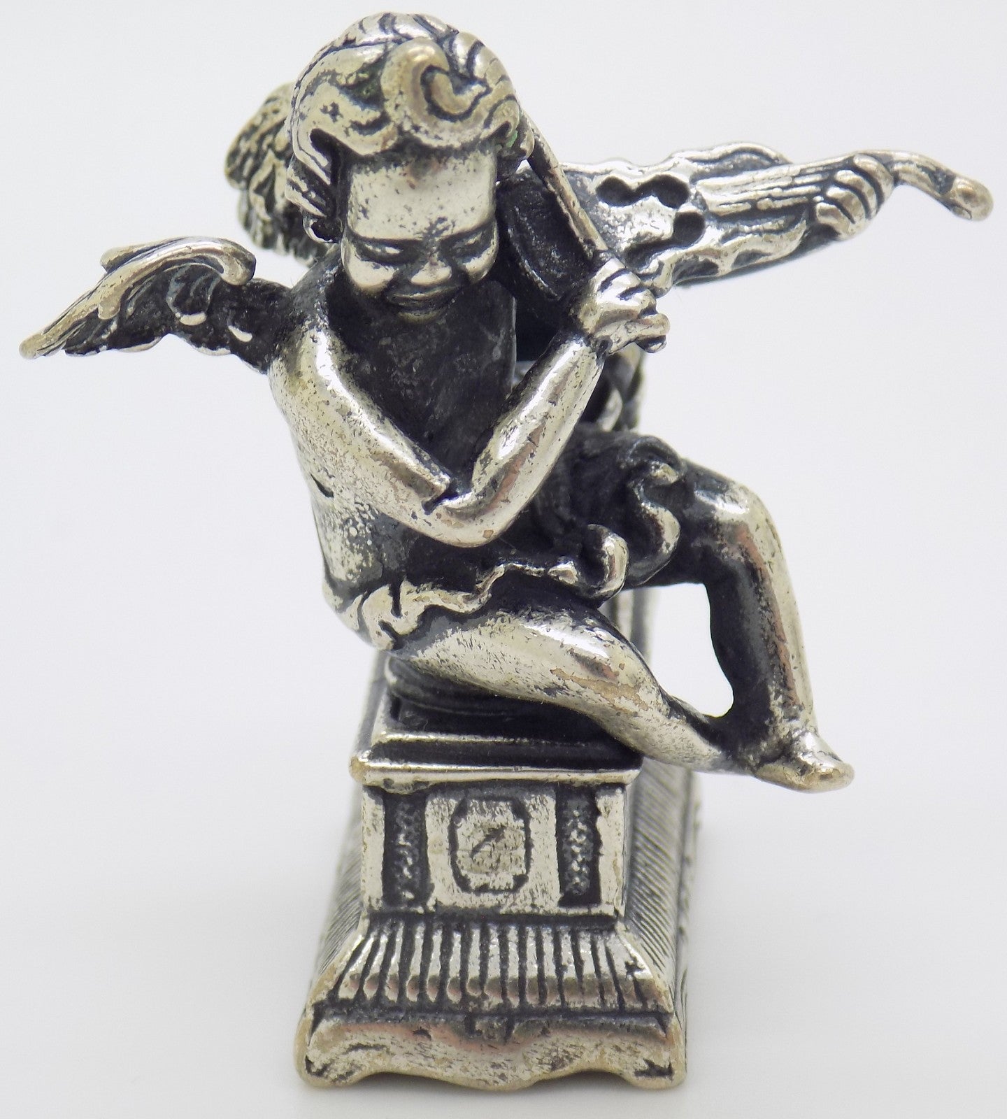 Vintage Italian Silver Angel with Violin Candle Holder Handmade Small 800 Silver