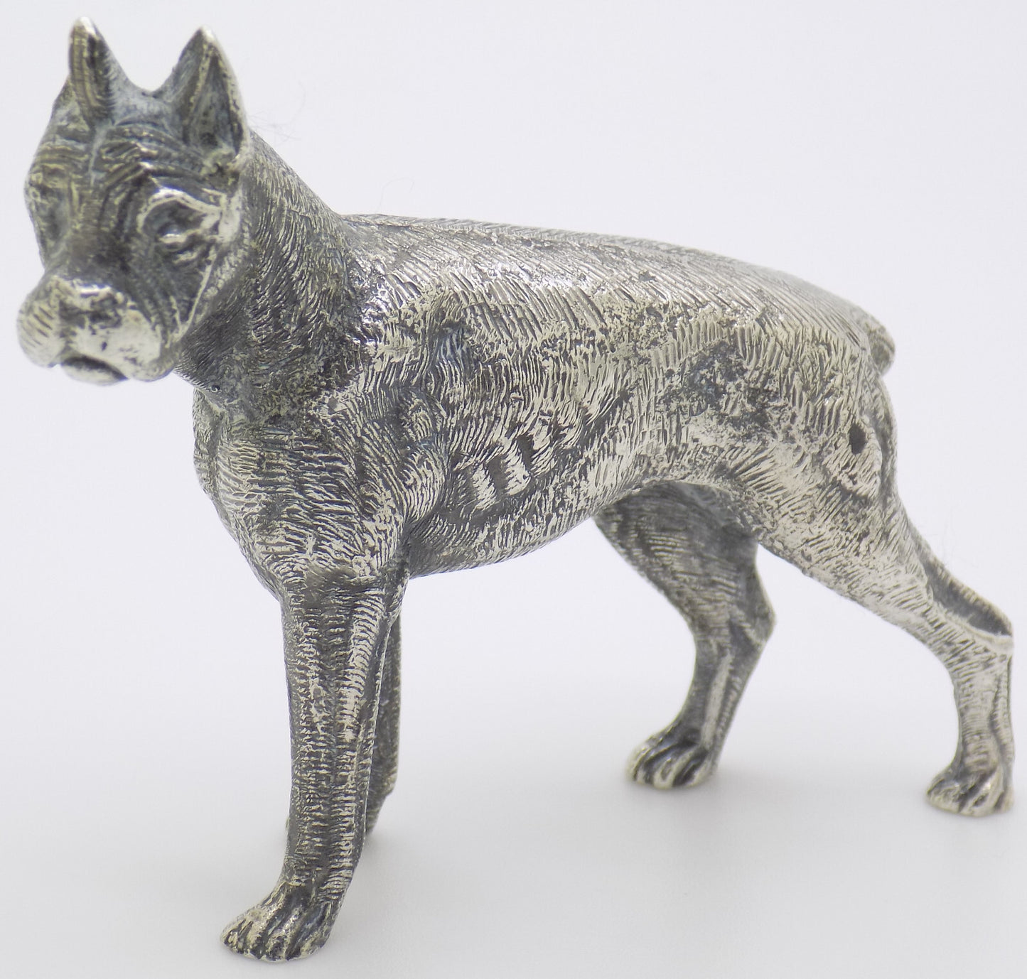 Vintage Italian Handmade Genuine Silver Detailed Bulldog Dog LARGE Figurine