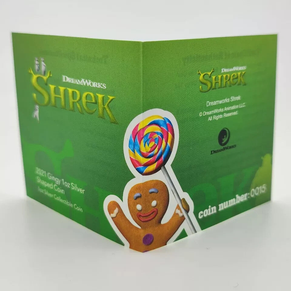 2021 Niue $2 E.T. Shrek Gingy Cookie 1oz 999% Pure Silver Shaped Coin #0015