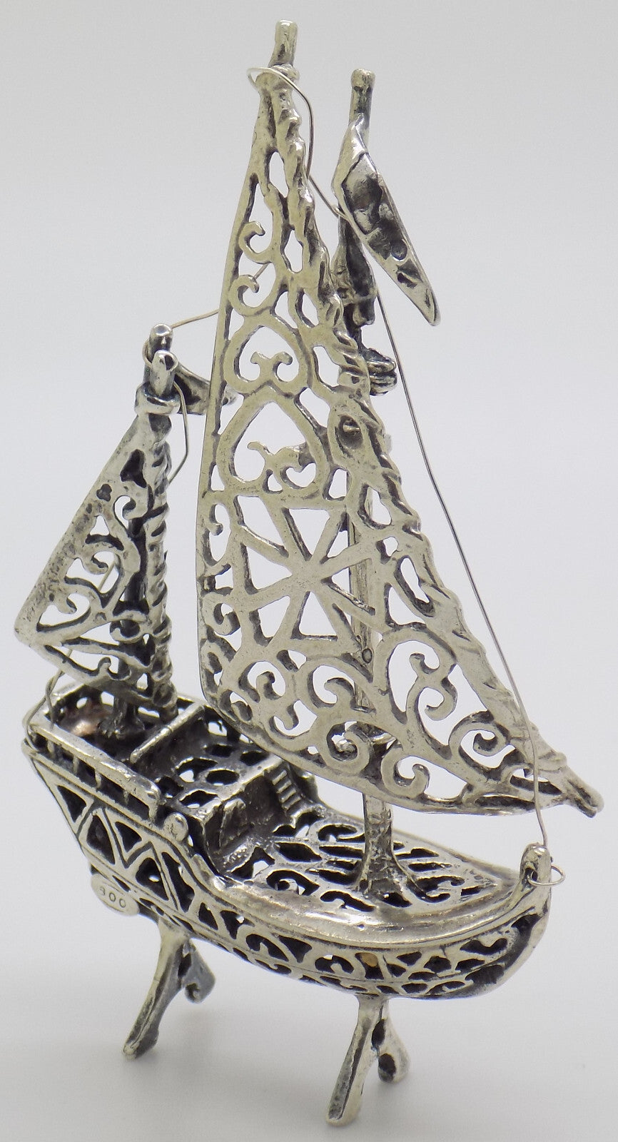 Vintage Italian Handmade Genuine Silver .800 Crusader Ship Malta Cross Figurine