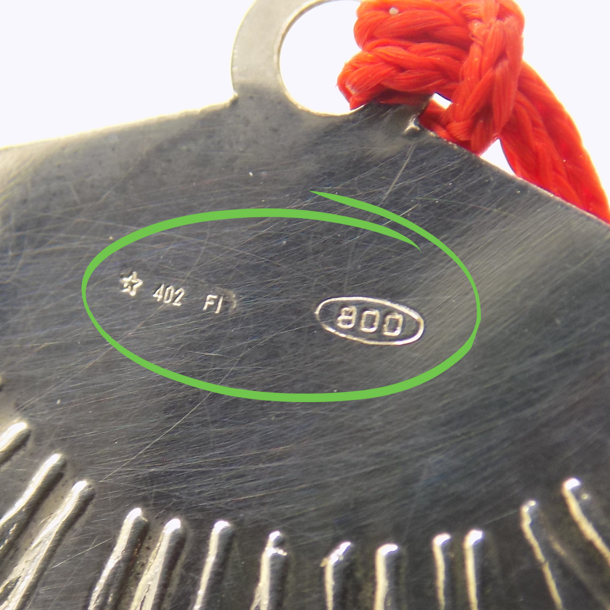 Vintage Italian Silver Large Fan Miniature Handmade 800 Silver with Red Tassel