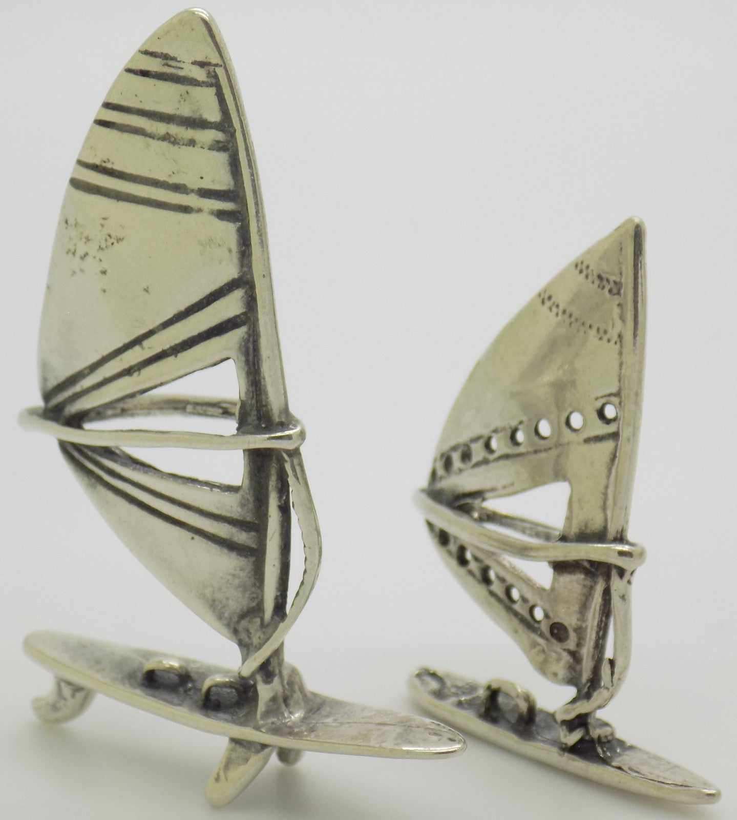 2 x Vintage Italian Handmade Genuine Silver 800 Windsurfs Miniature from Arezzo