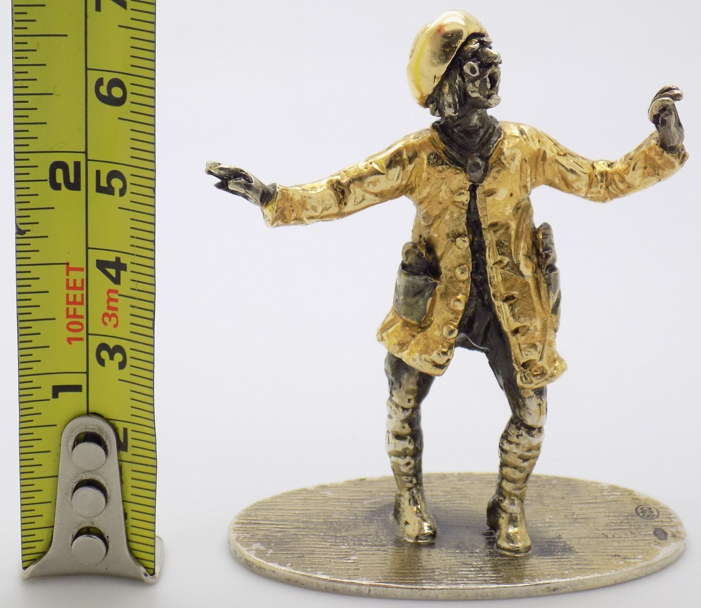 Vintage Italian Handmade Genuine Silver Stenterello Commedia dell’Arte Figurine