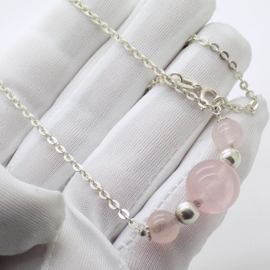 Vintage Italian Handmade Sterling Silver 925 Necklace with Pink Stones