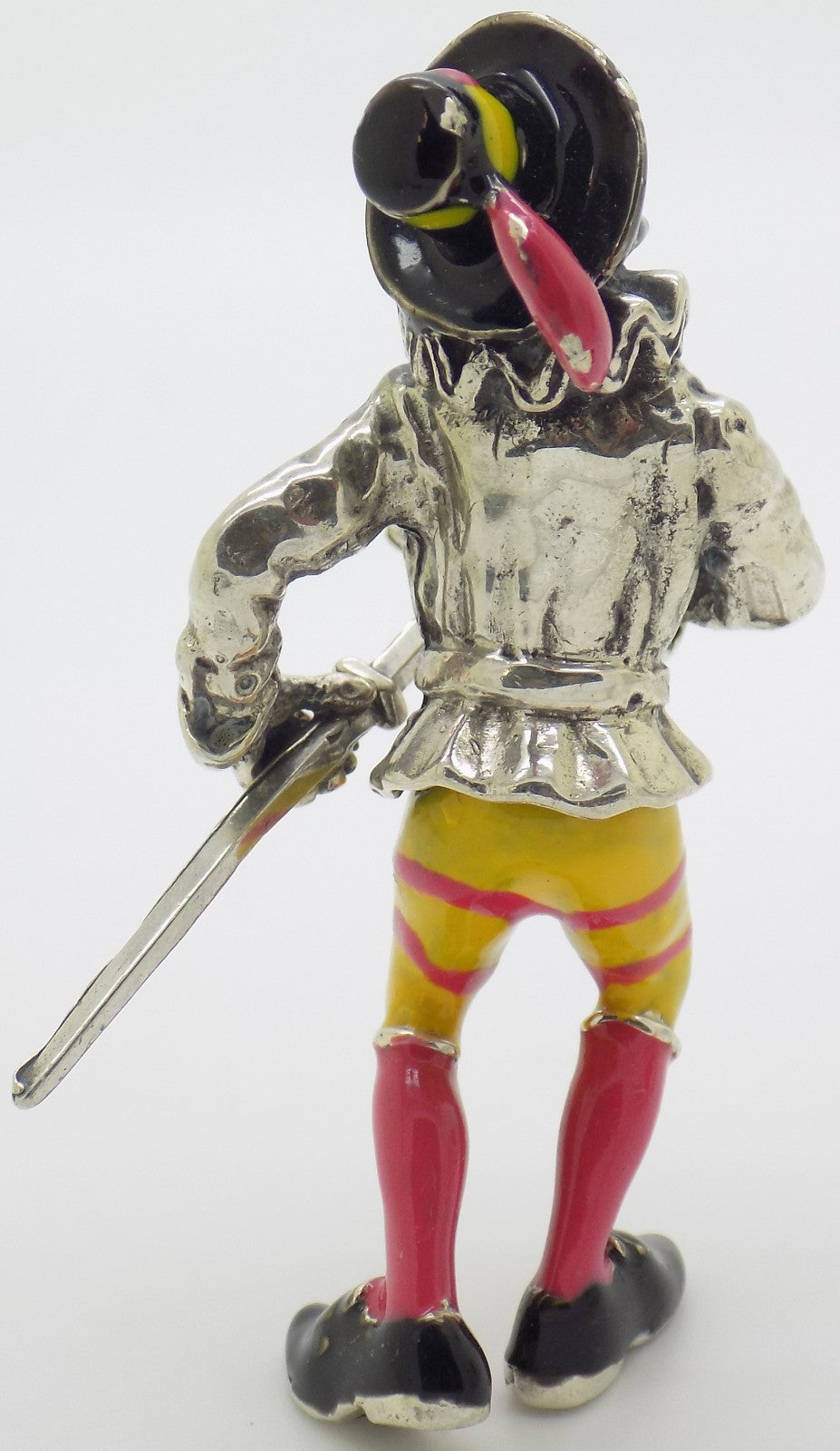 Vintage Italian Silver 800 Angini Enameled Capitan Spaventa Figurine Tuscany