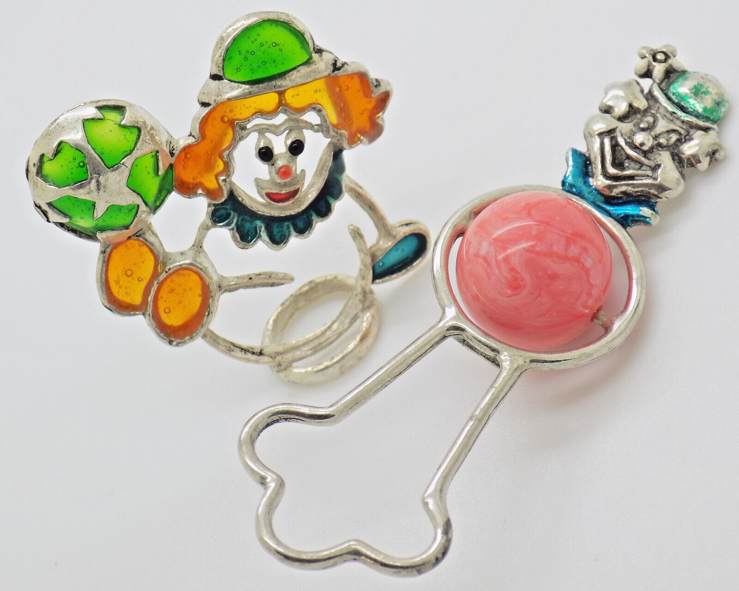 Vintage Italian Handmade Genuine Silver .800 Clown Themed Figurines Miniatures