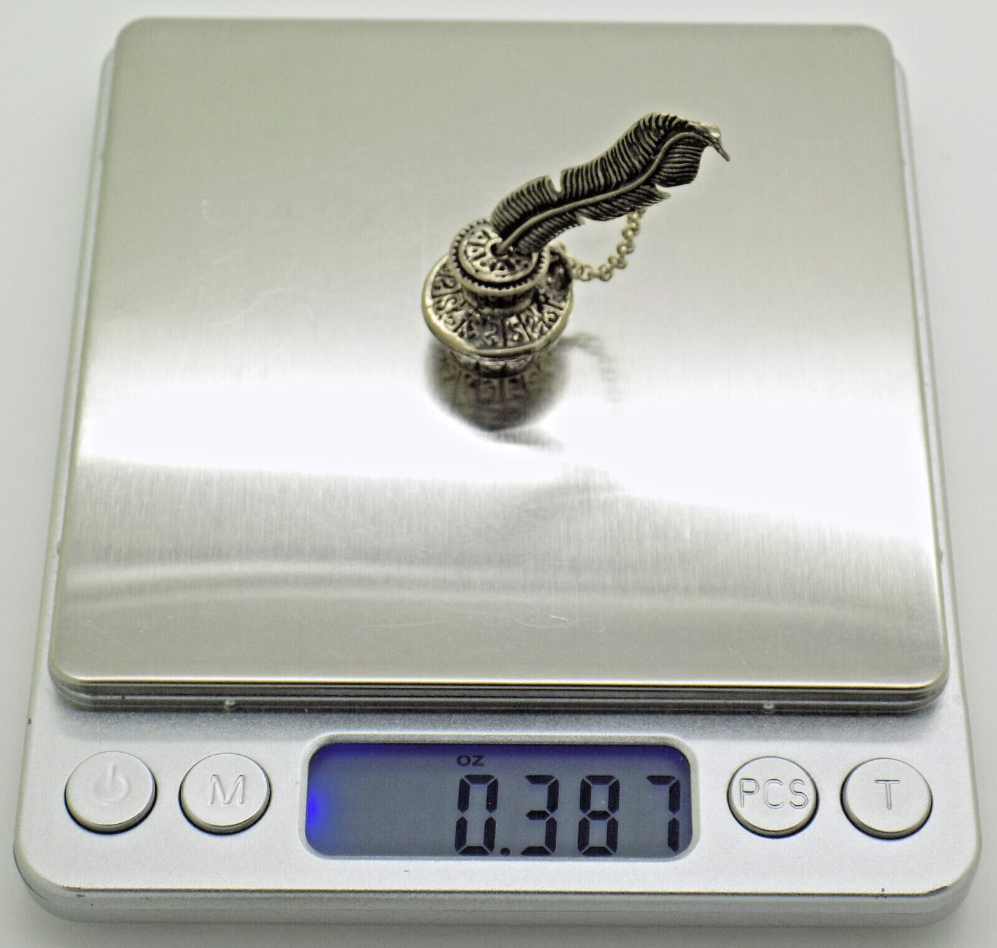 Vintage Italian Handmade Genuine Silver .800 Pen & Inkwell Dollhouse Miniature