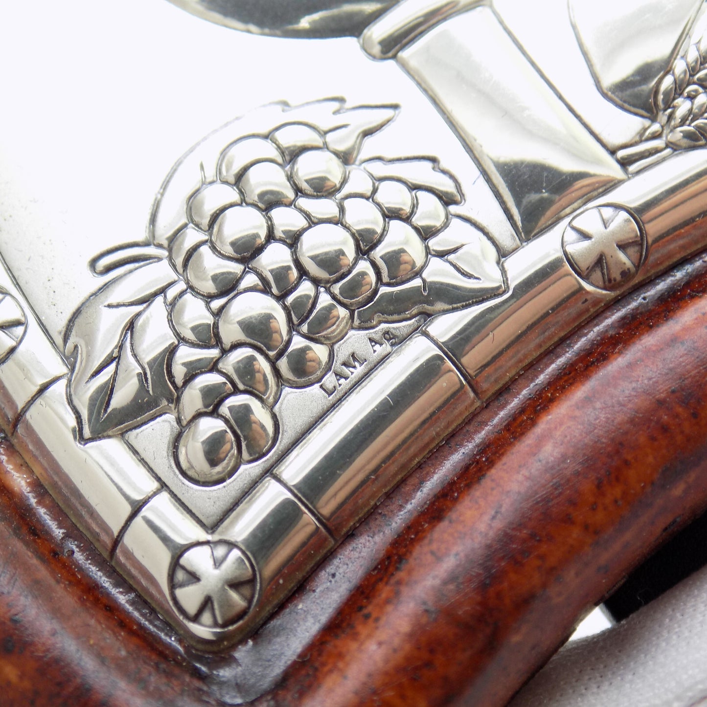 Vintage Italian Handmade Silver Lamina Sheet JHS Christian Icon Holy Eucharist