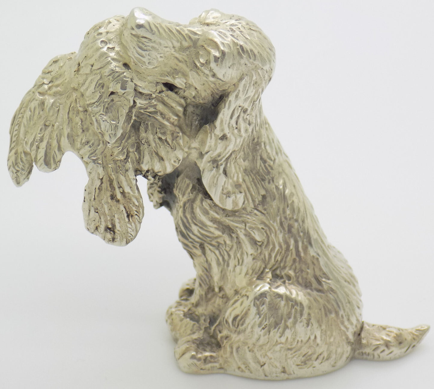 Large Vintage Italian Silver Hunting Spaniel Dog Figurine 800 Handmade Florence