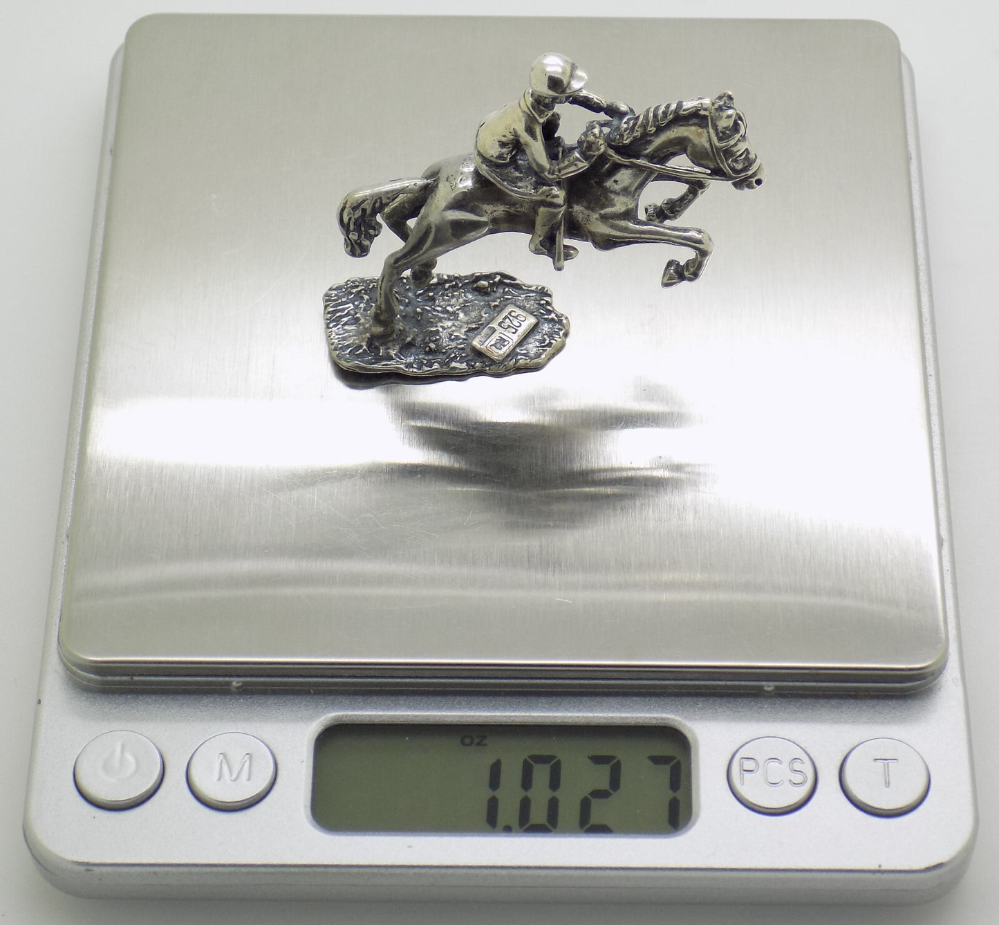 Vintage Italian Handmade Sterling Silver 925 Show Jump Horse & Jockey Figurine