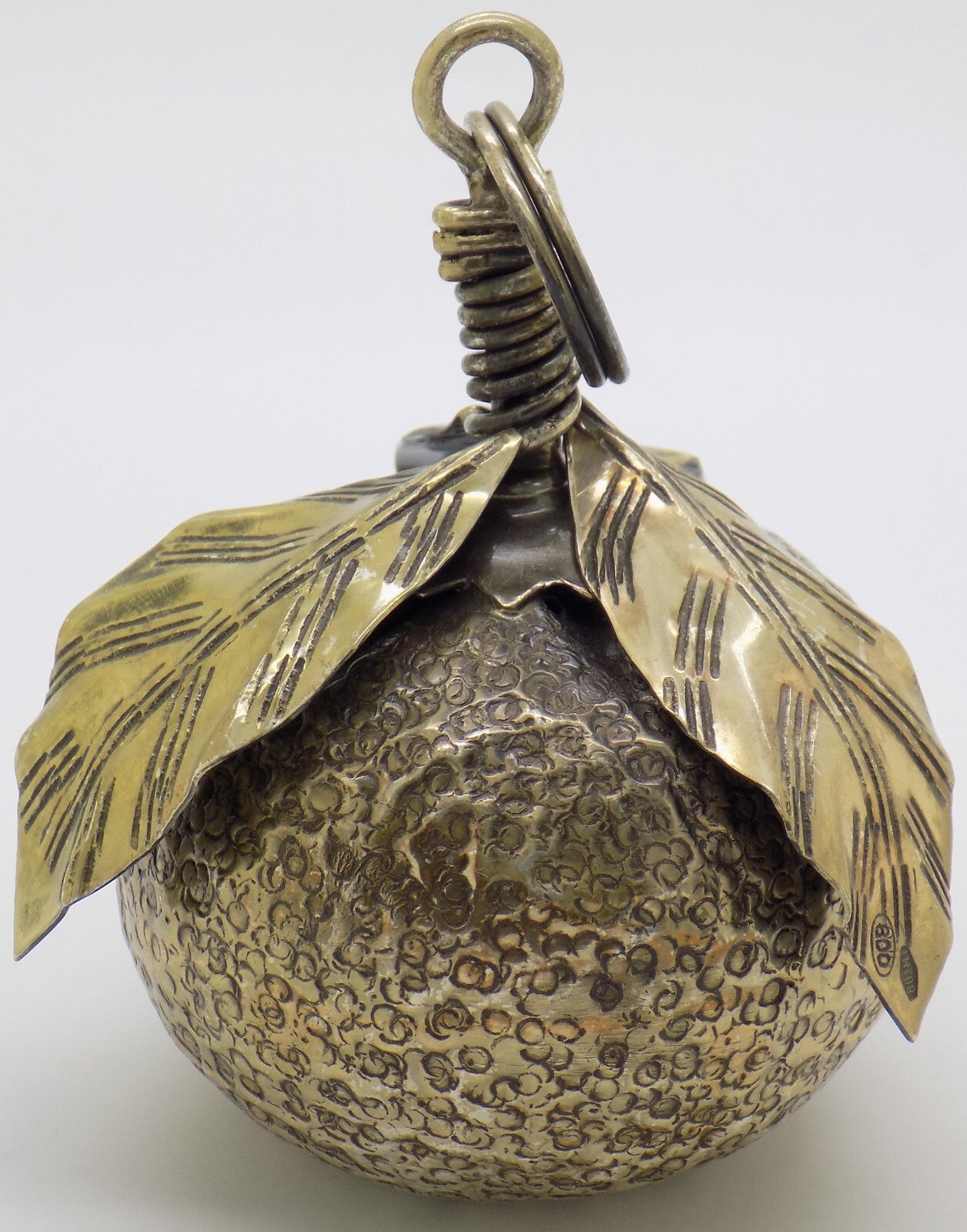 Vintage Italian Handmade Genuine Silver Mandarin/Tangerine Christmas Ornament