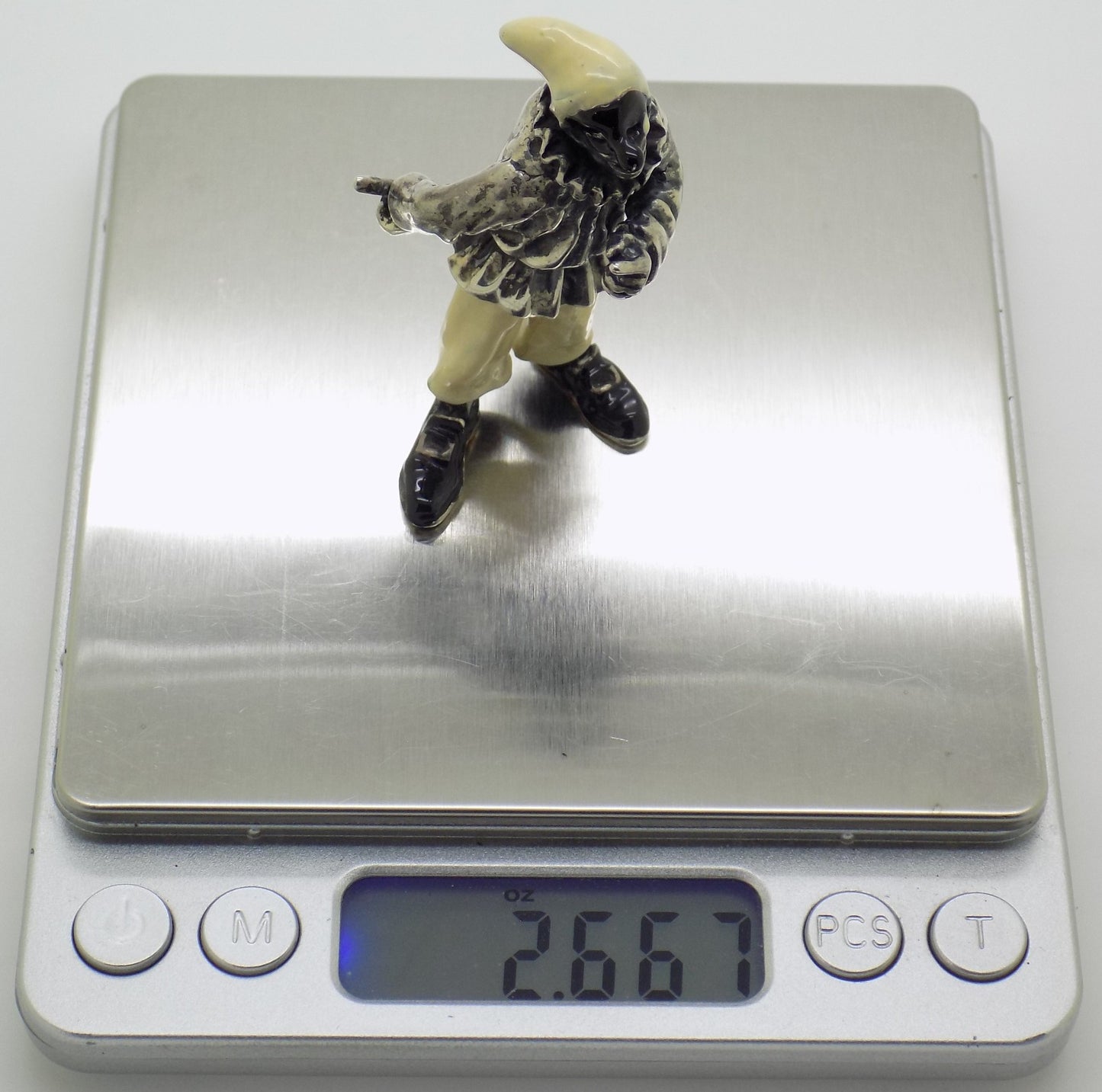 Vintage Italian Genuine Silver 800 Pulcinella Figurine Commedia dell'Arte Angini