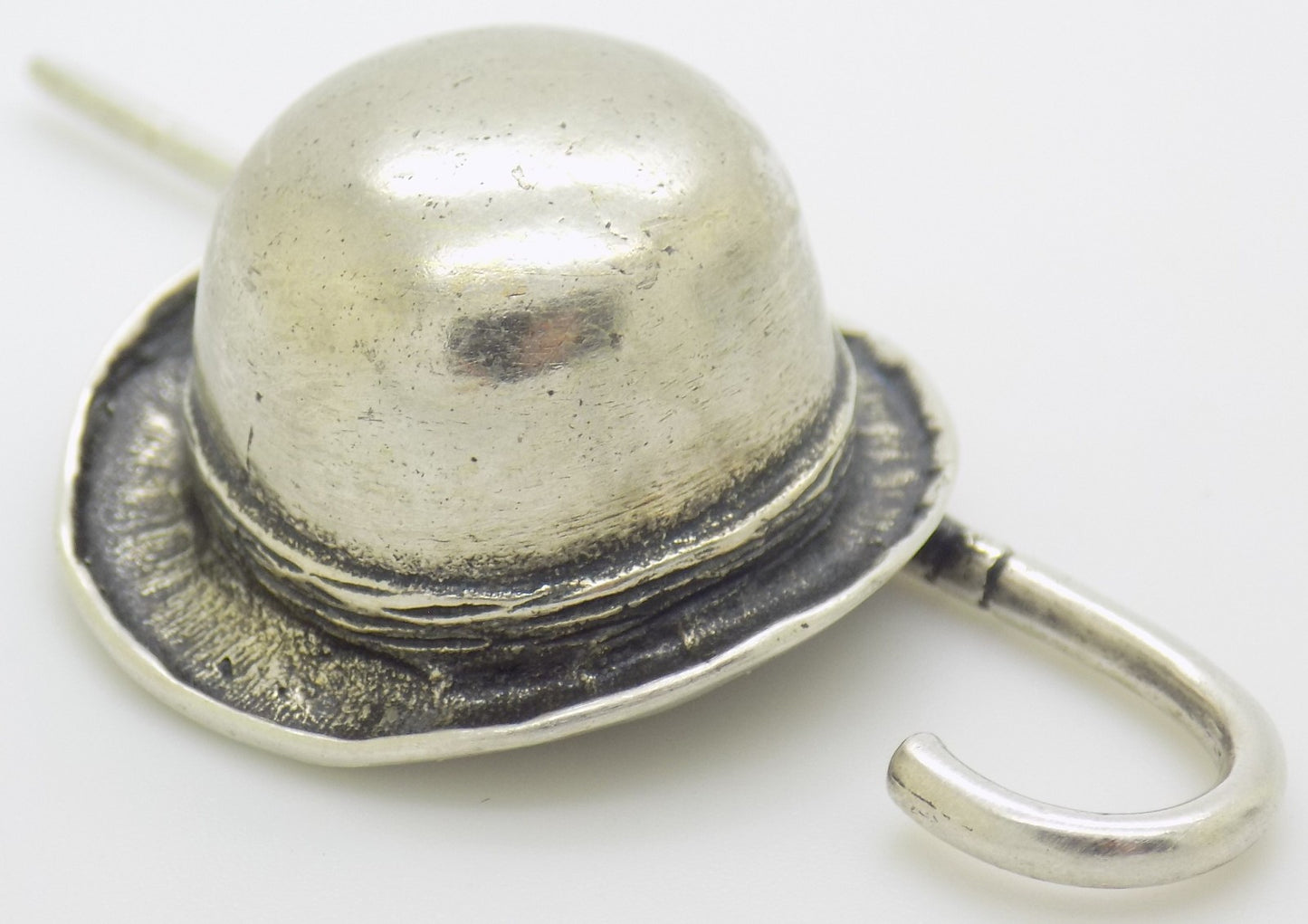 Vintage Italian 800 Silver Bowler Hat Stick Dollhouse Miniature Figurine Novara