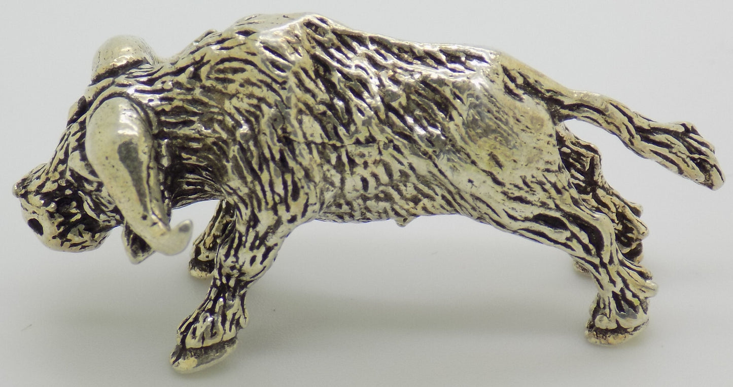 Vintage Italian Silver Bison Figurine 800 Fine Handmade Italy 1970s Animal Art