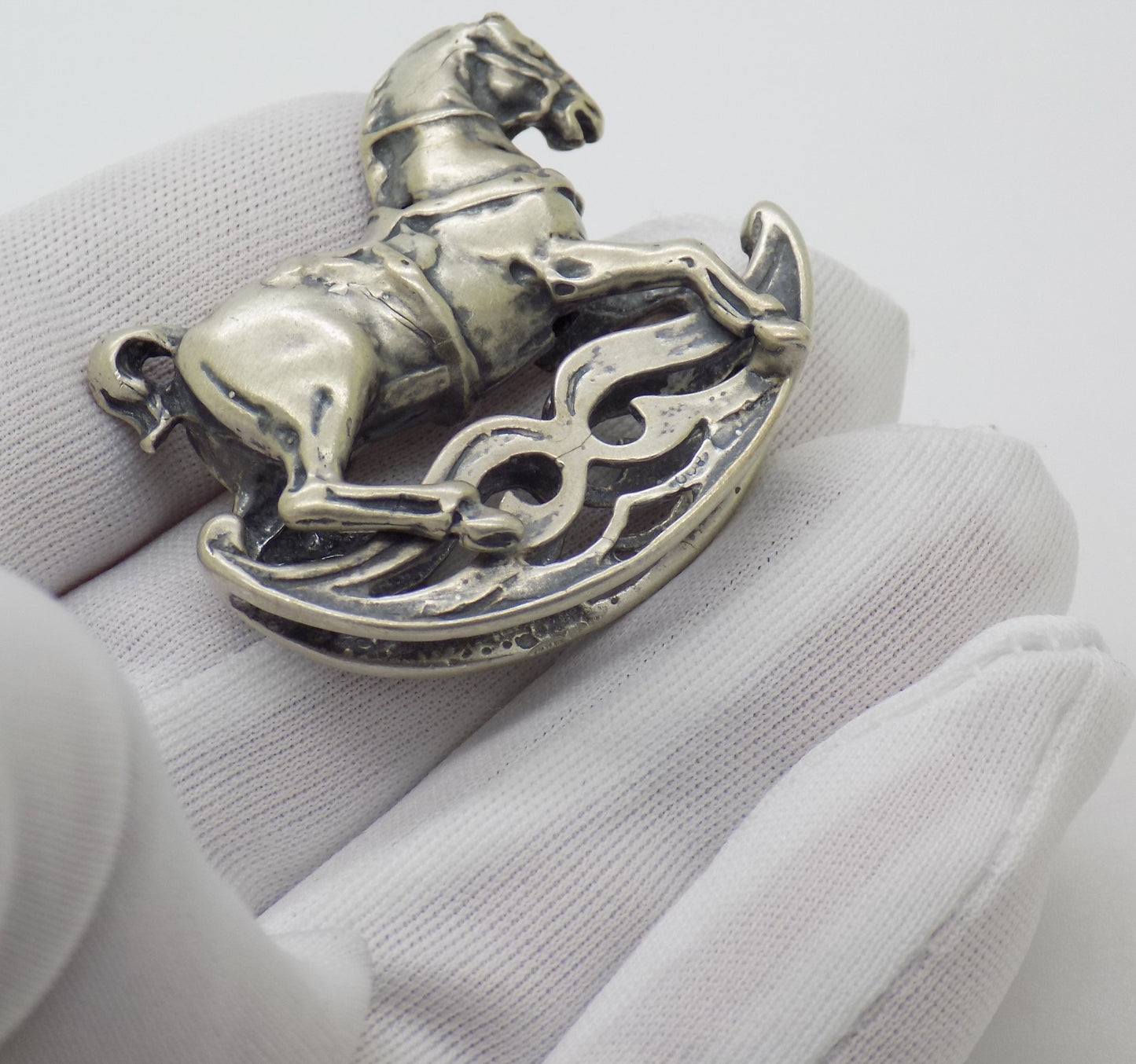 Vintage Handmade Italian Genuine Silver 800 Rocking Horse Figurine Miniature