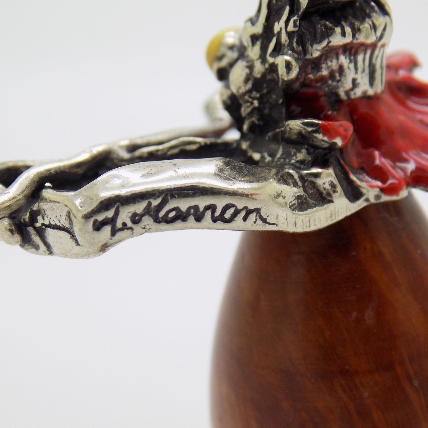 Vintage Italian Handmade Genuine Silver & Wood Clown w/t Violin Figurine