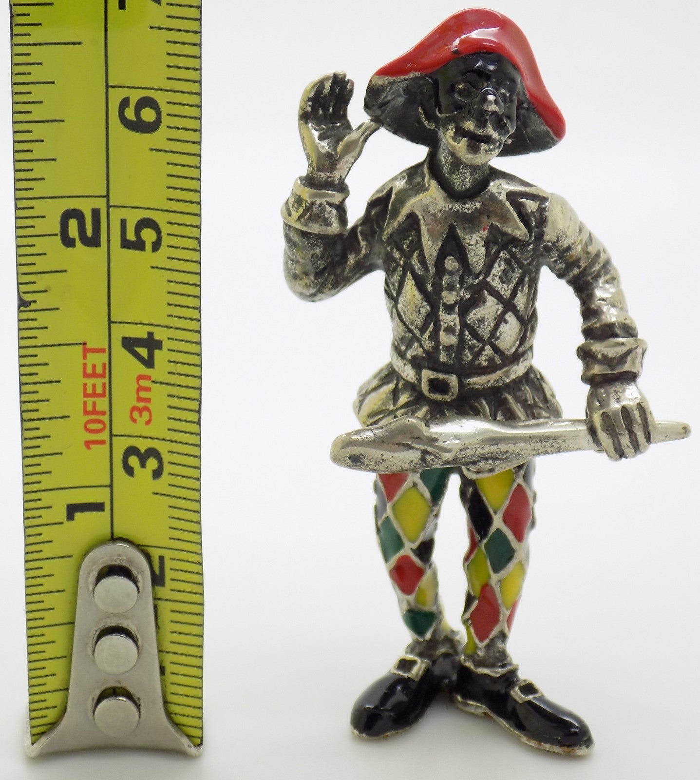 Vintage Italian Sterling Silver 925 Harlequin Angini Figurine Commedia dell'Arte