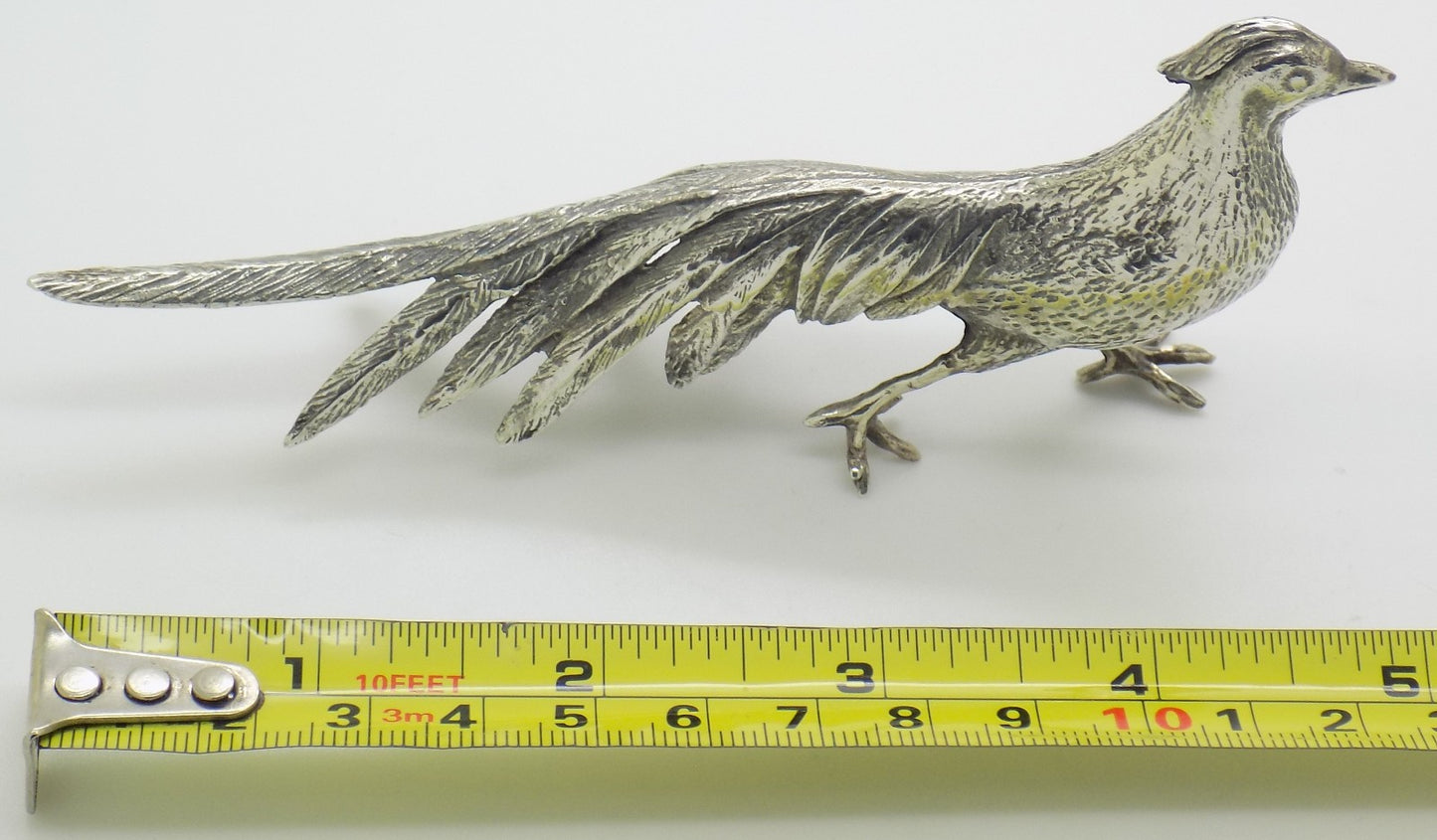 Vintage Italian Handmade Silver 800 Pheasant Large Figurine Animal Sculpture