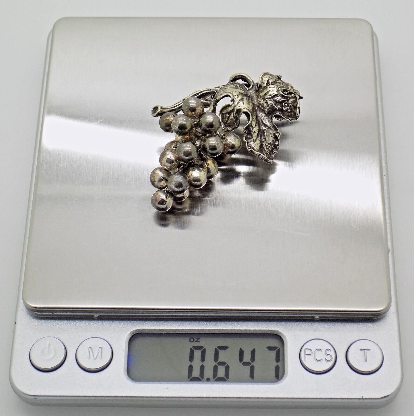 Vintage Italian Handmade Genuine Silver Bunch of Grapes LARGE Miniature Figurine