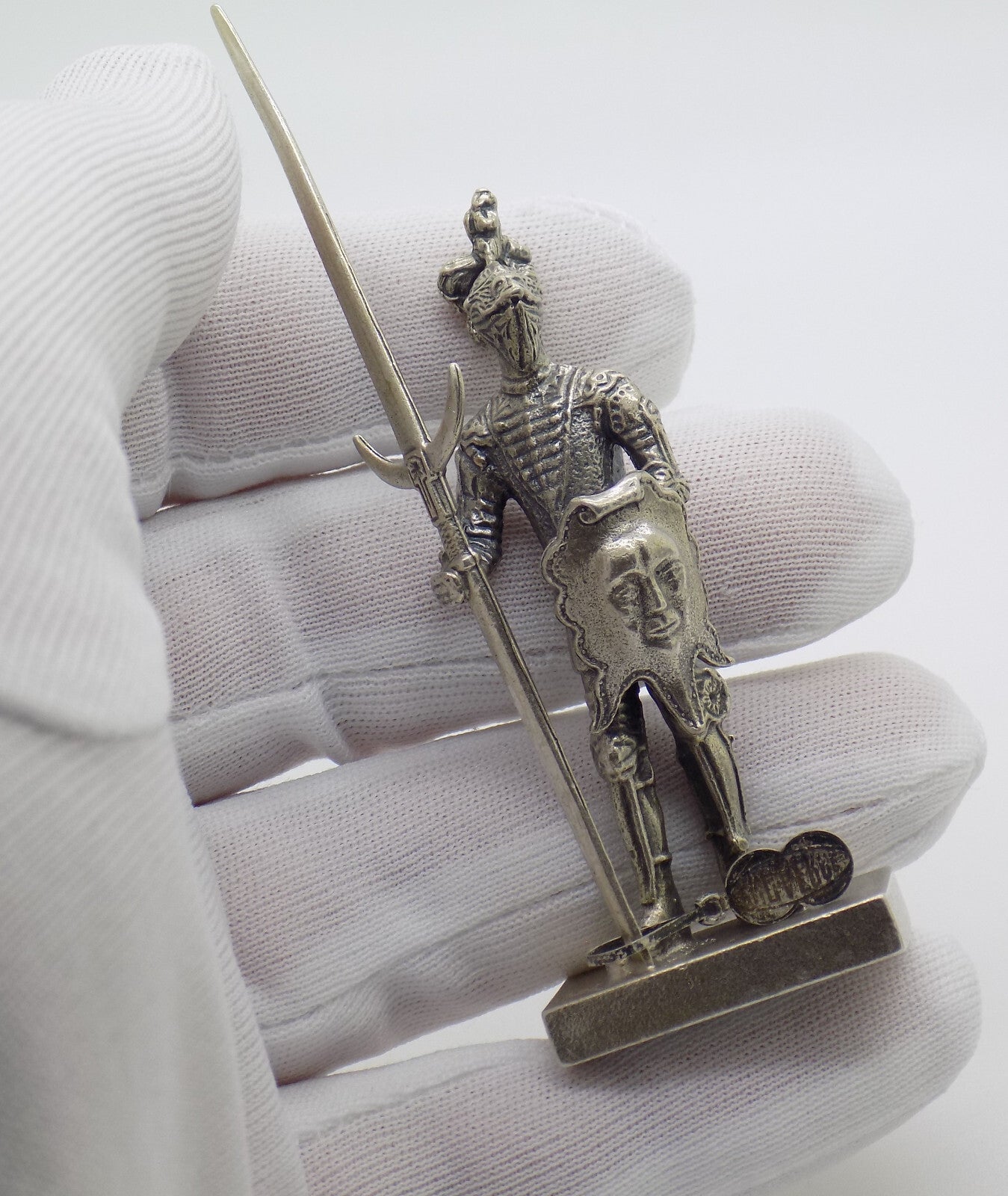 Vintage Italian Handmade Genuine Silver Shield & Halberd Knight Rare UNO-A-ERRE