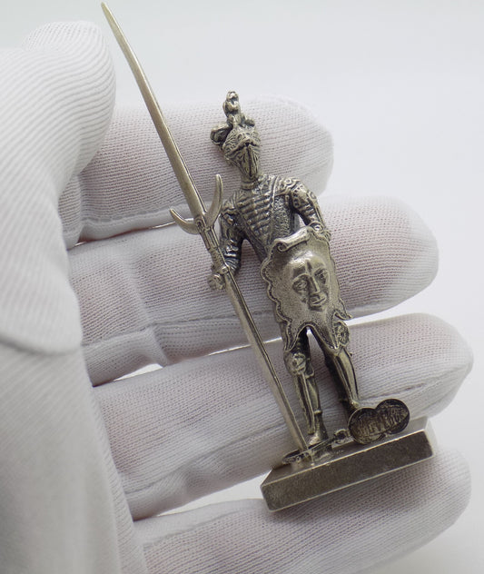 Vintage Italian Handmade Genuine Silver Shield & Halberd Knight Rare UNO-A-ERRE