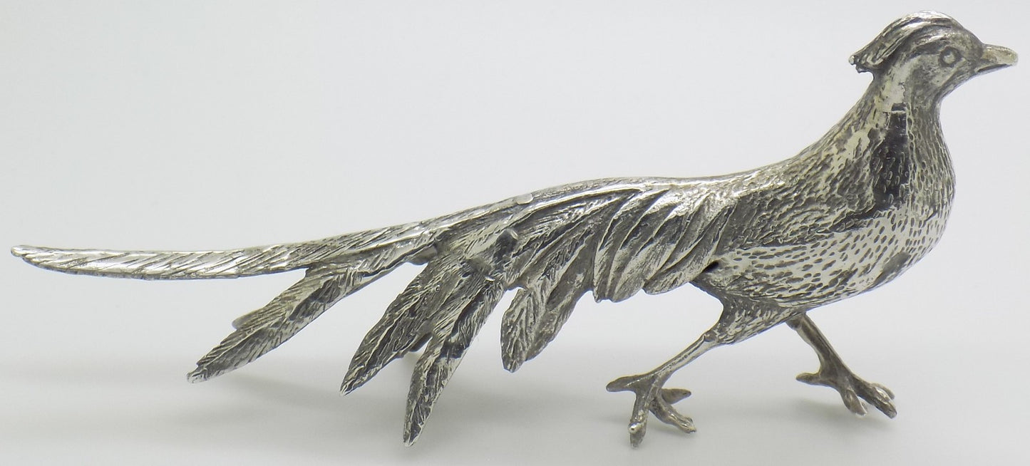 Vintage Italian Genuine Silver 800 Pheasant Figurine Large Detailed Mid Century