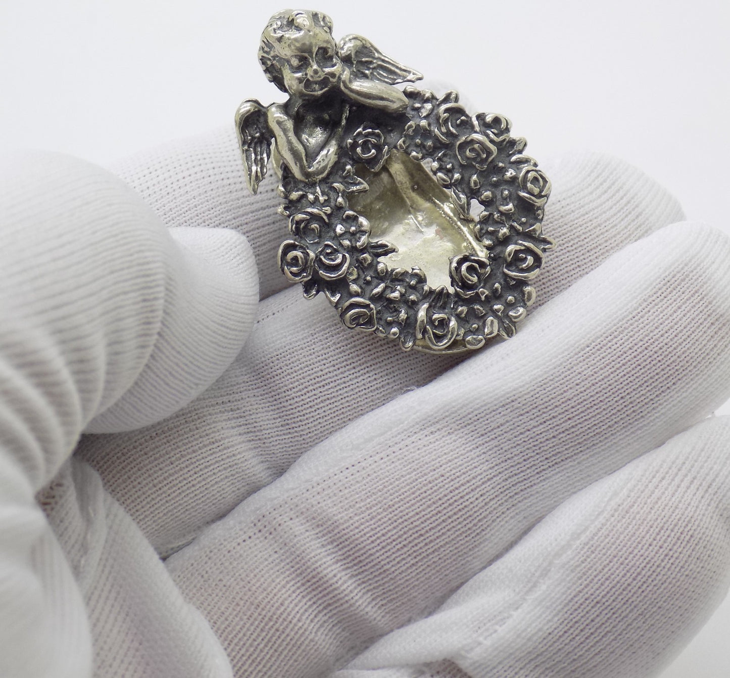 Vintage Italian Handmade Genuine Silver 800 Angel Note Clip Arezzo Tuscany
