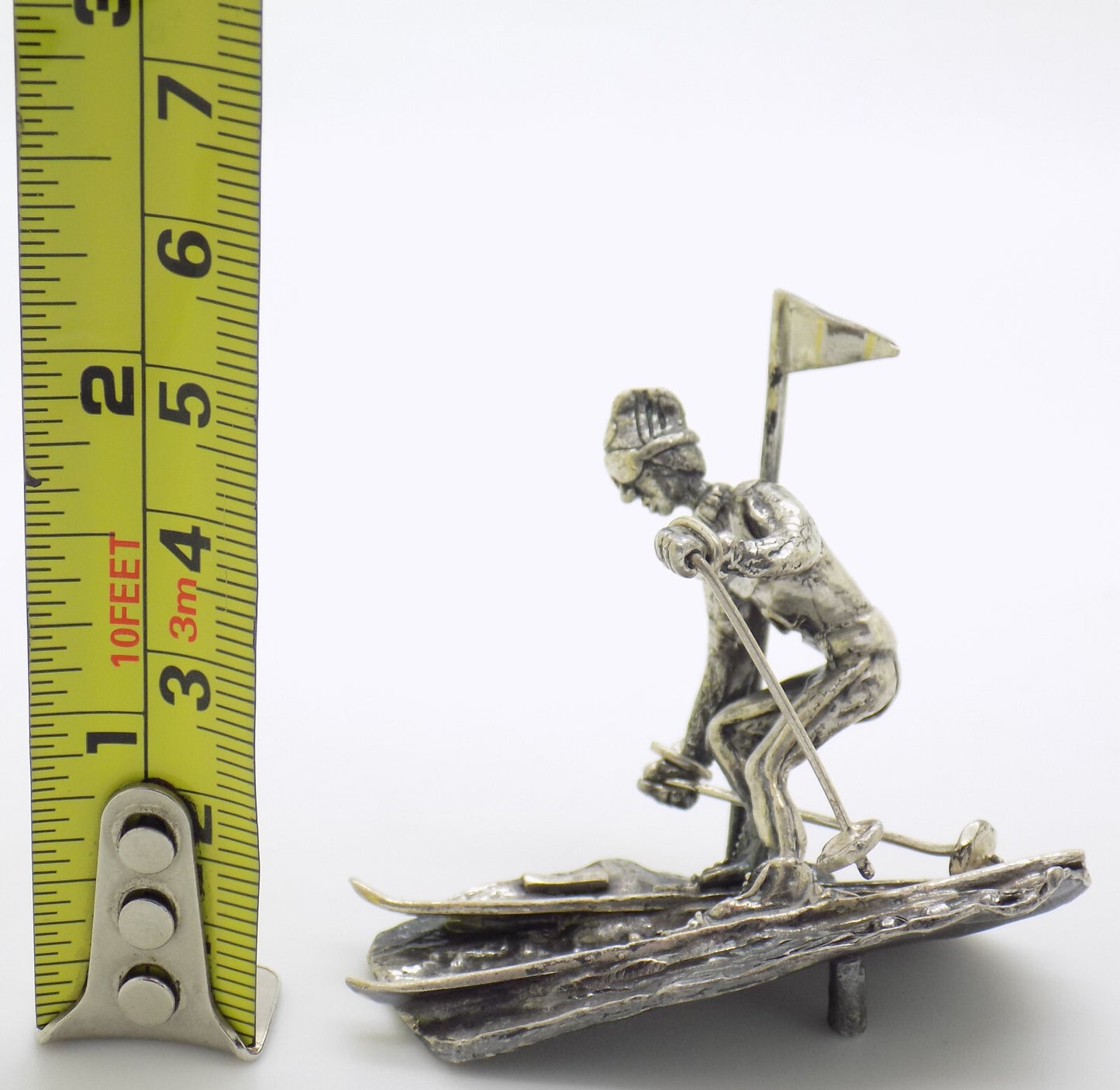 Vintage Italian Handmade Sterling Silver 925 Detailed Slalom Skier RARE Figurine