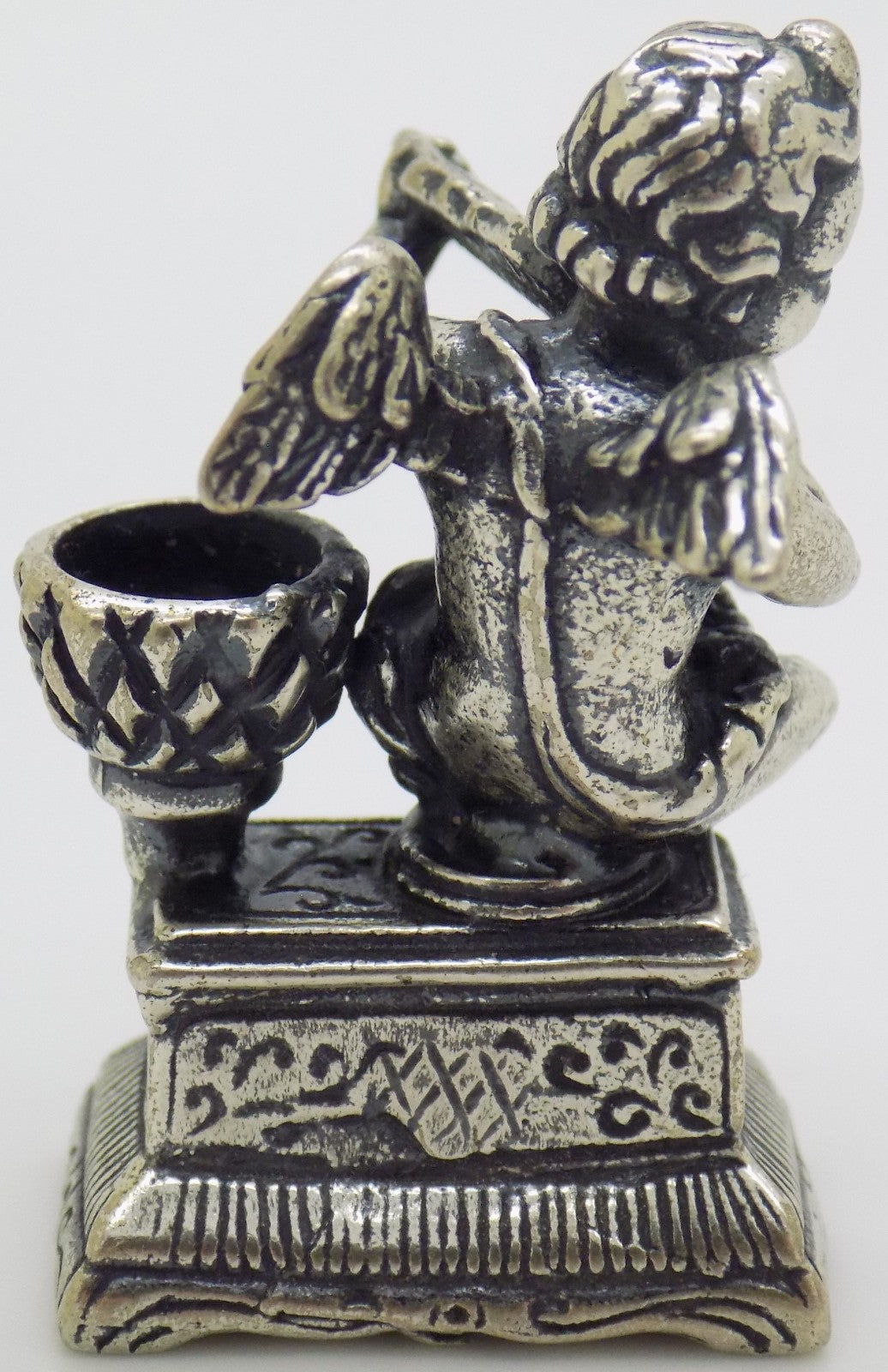 Vintage Italian Silver Angel with Violin Candle Holder Handmade Small 800 Silver