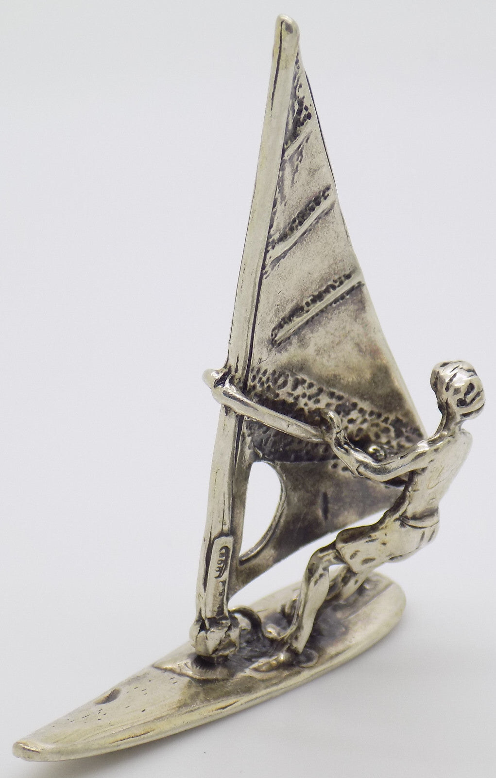 Vintage Italian 800 Silver Windsurfer Miniature Figurine Bari Italy 1980s