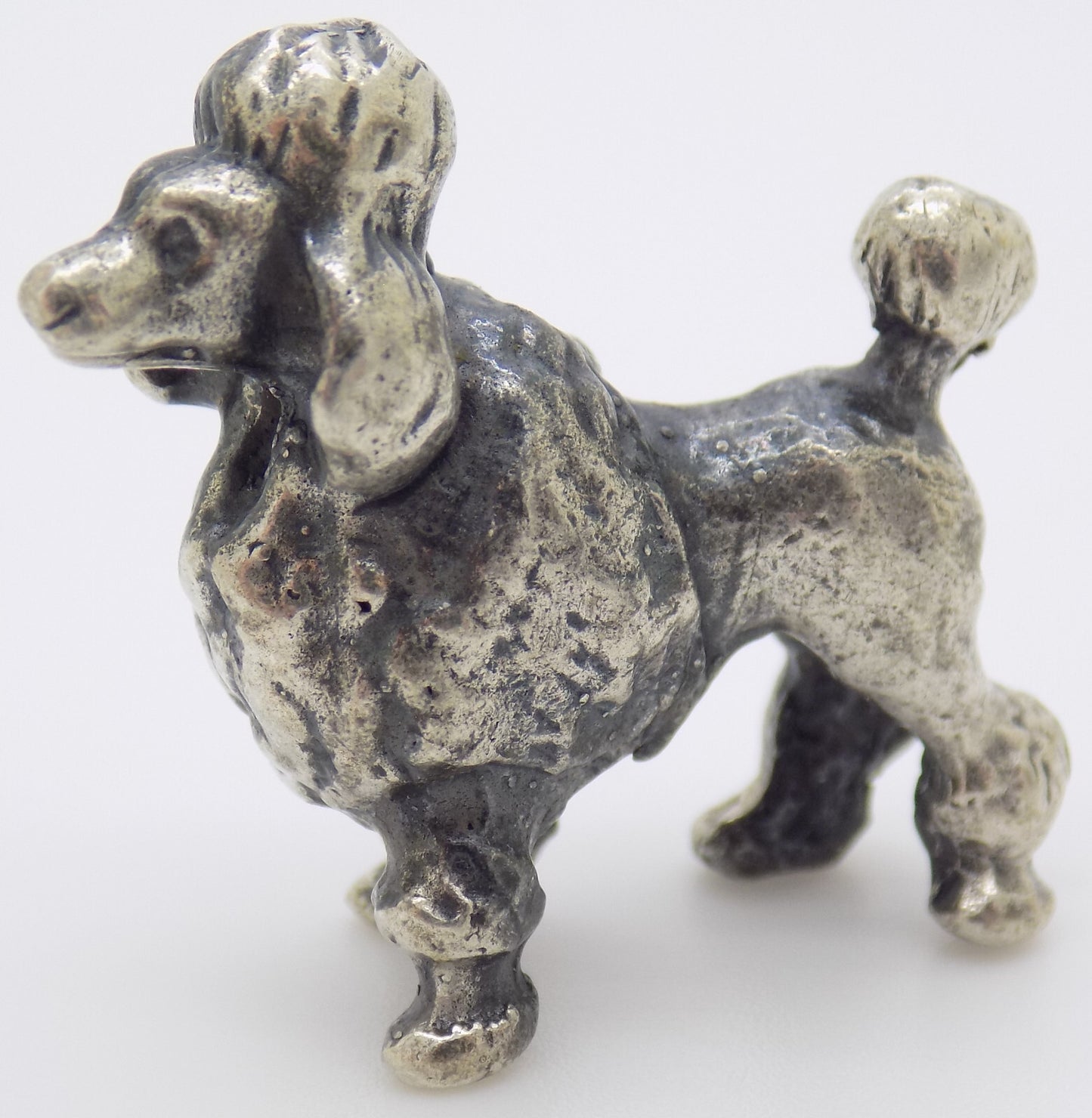 Vintage Italian Handmade Genuine Silver Poodle Dog RARE Dollhouse Miniature