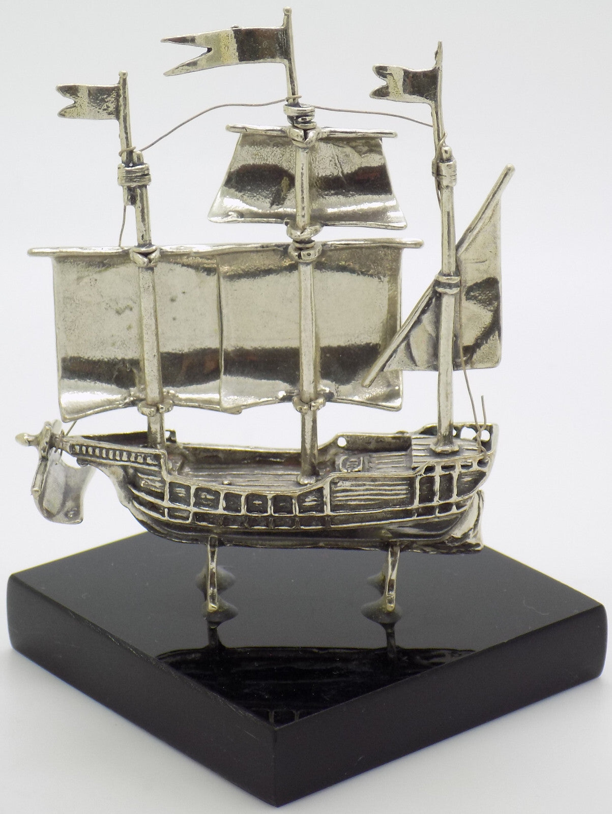 Vintage Italian Handmade Genuine Silver Columbus Caravel Galleon Ship Figurine