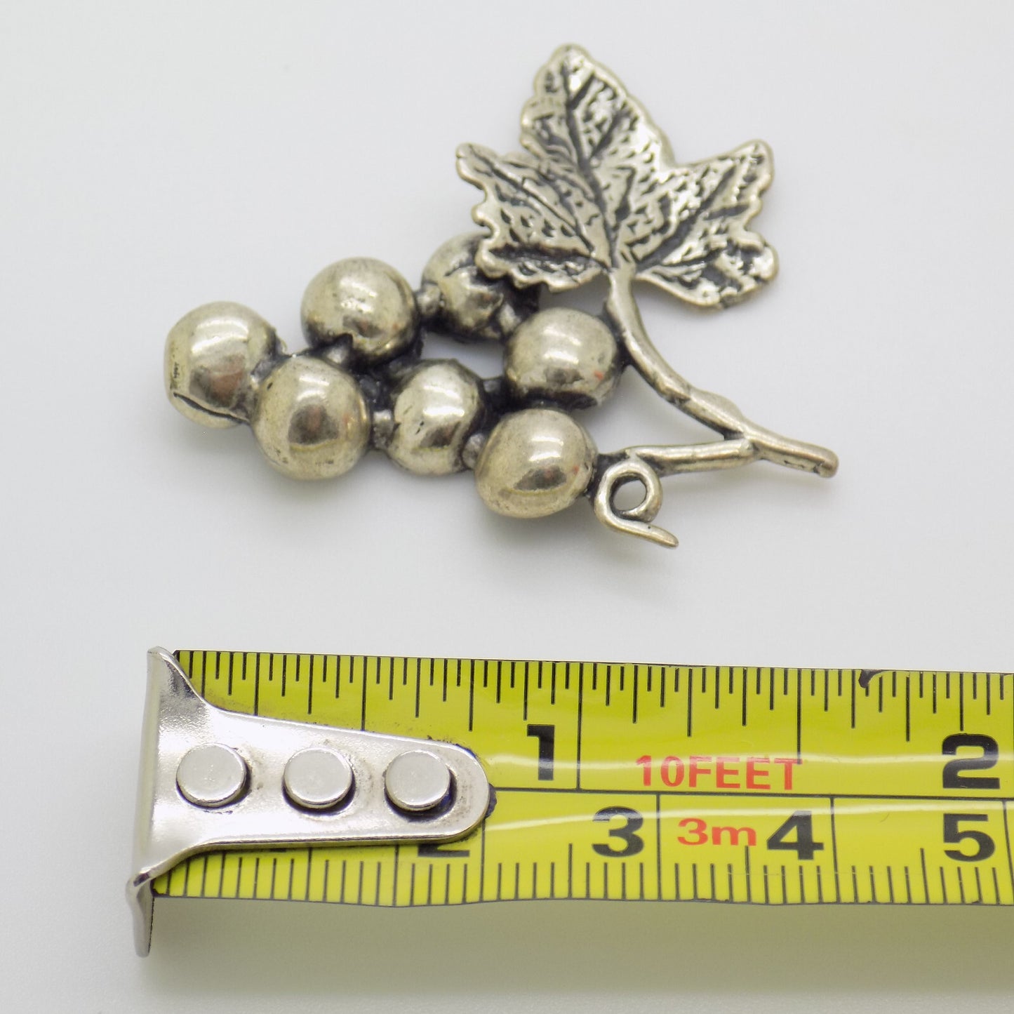 Vintage Italian Handmade Genuine Silver Grapes Flat Miniature Figurine
