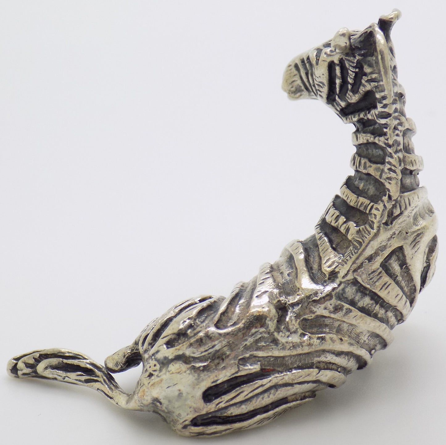 Vintage Italian Handmade Genuine Silver .800 Sitting Zebra Detailed Figurine
