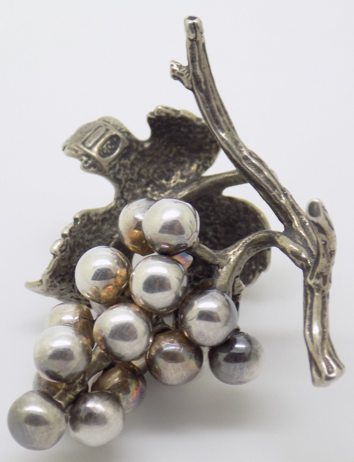 Vintage Italian Handmade Genuine Silver Bunch of Grapes Detailed Figurine