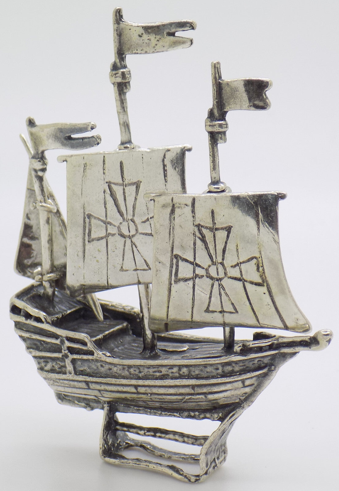 Vintage Italian Handmade Genuine Silver .800 Crusades Ship Galleon Figurine