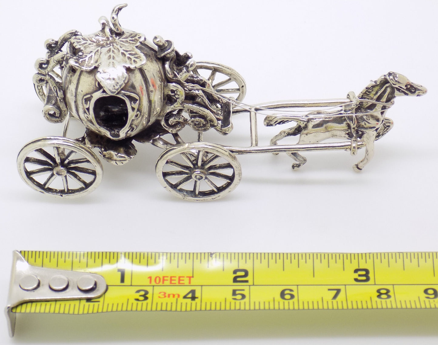 Vintage Italian Handmade Genuine Silver Cinderella Princess Carriage Figurine