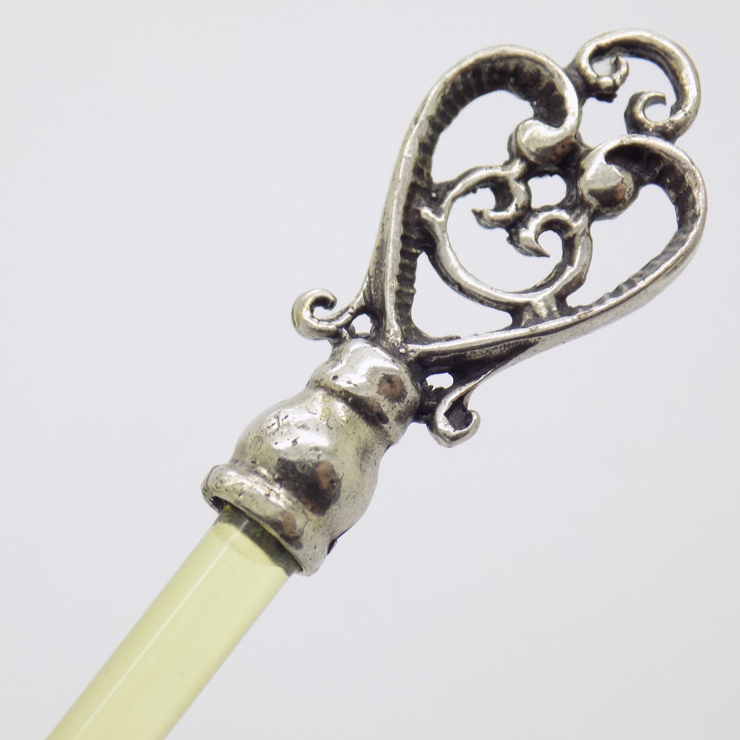 Vintage Italian Silver and Yellow Plexiglas Life Size Key Taranto 1980s 1990s