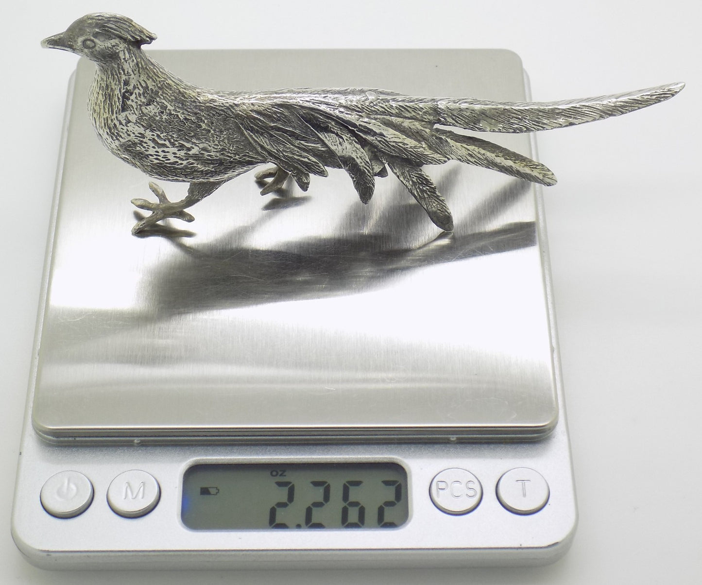 Vintage Italian Genuine Silver 800 Pheasant Figurine Large Detailed Mid Century