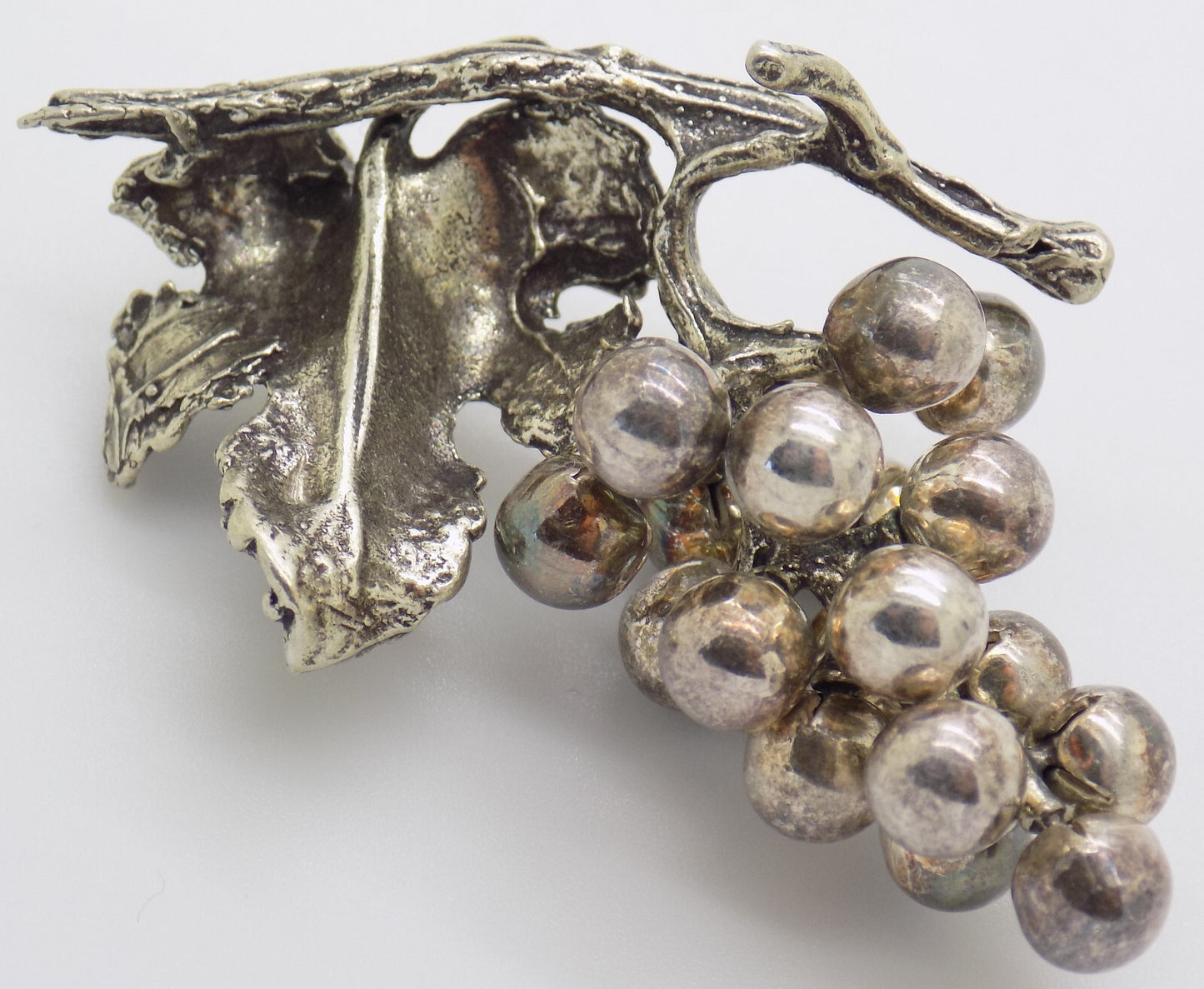 Vintage Italian Handmade Genuine Silver Bunch of Grapes LARGE Miniature Figurine
