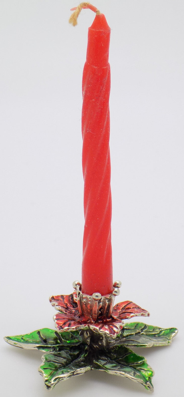 Vintage Italian Handmade Genuine Silver .800 Christmas Poinsettia Candle Holder