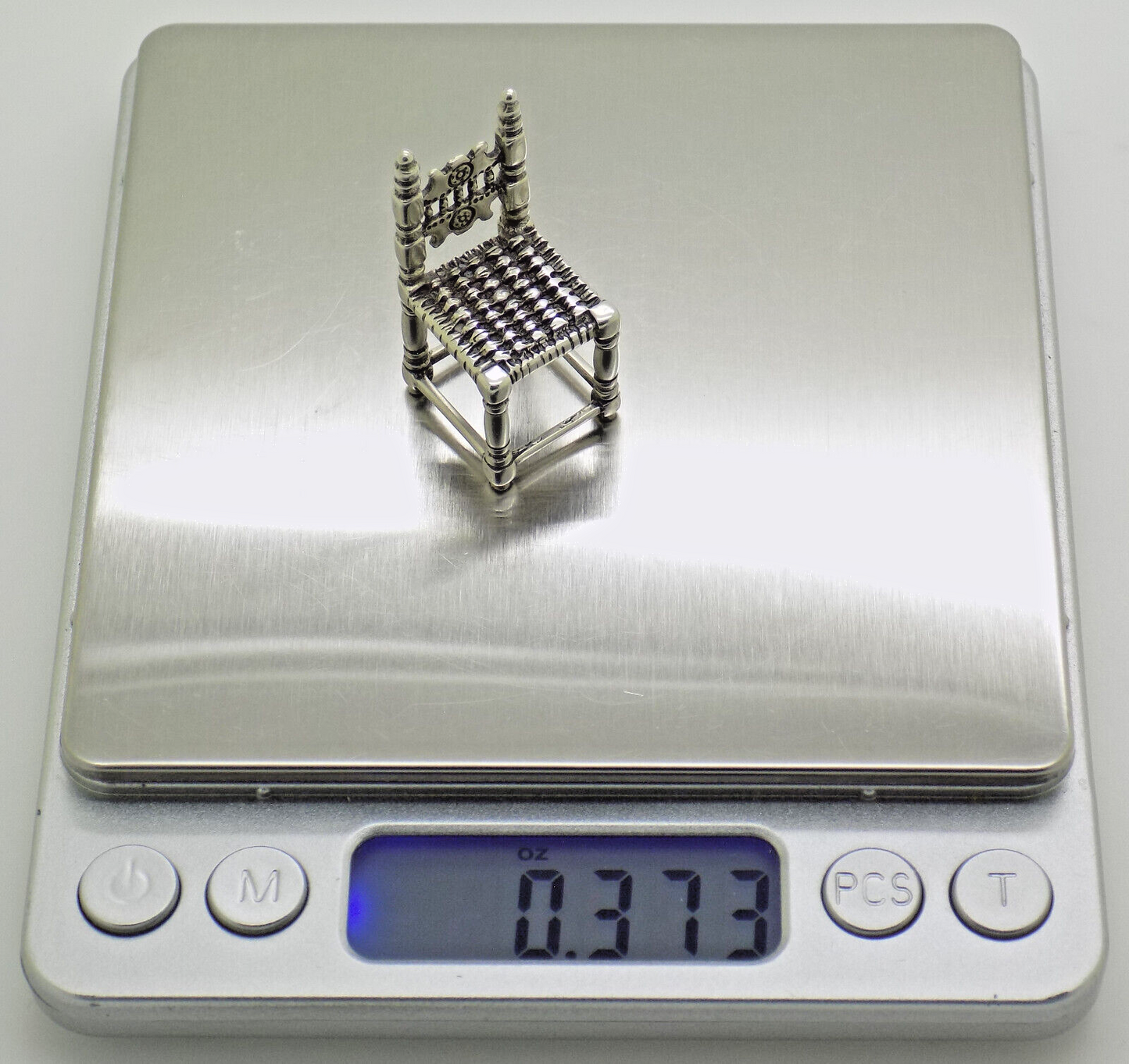 Vintage Italian Handmade Genuine Silver .800 Windsor Chair Dollhouse Miniature