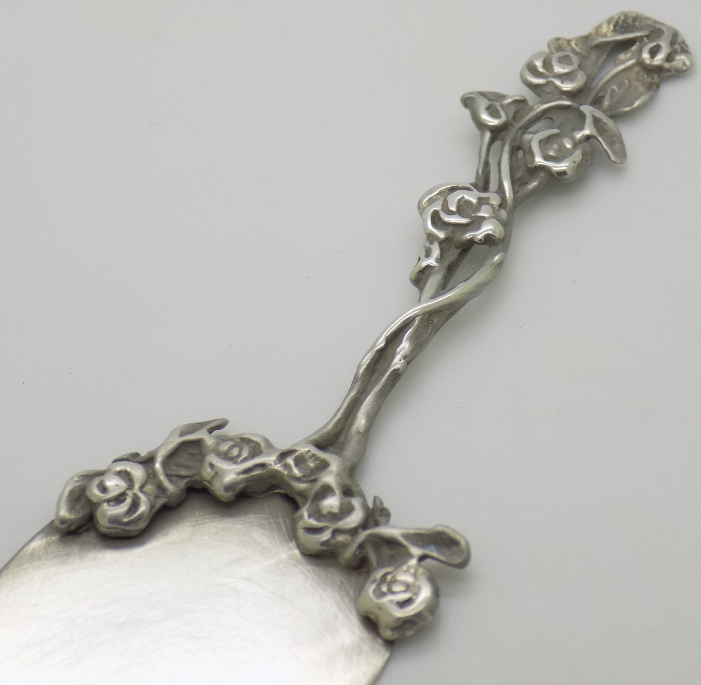 Vintage Italian Silver Small Cake Server Rose Pattern Handmade 800 Silver