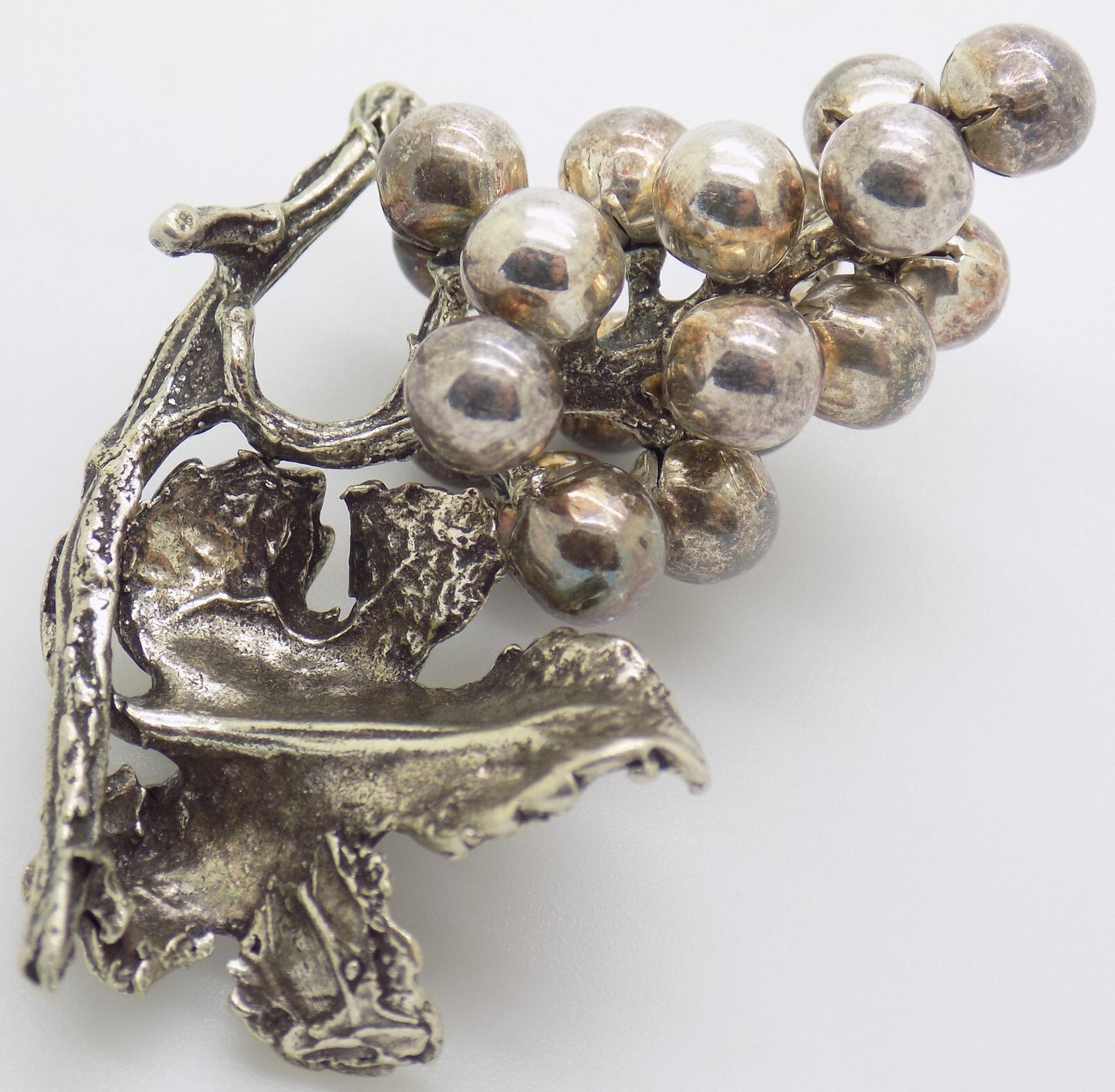 Vintage Italian Handmade Genuine Silver Bunch of Grapes LARGE Miniature Figurine