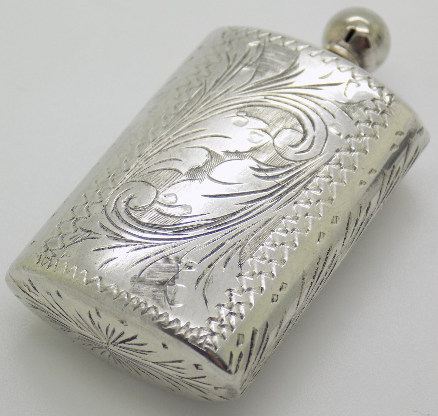 Vintage Italian Handmade Genuine Silver .800 Chiseled Perfume Purse Bottle