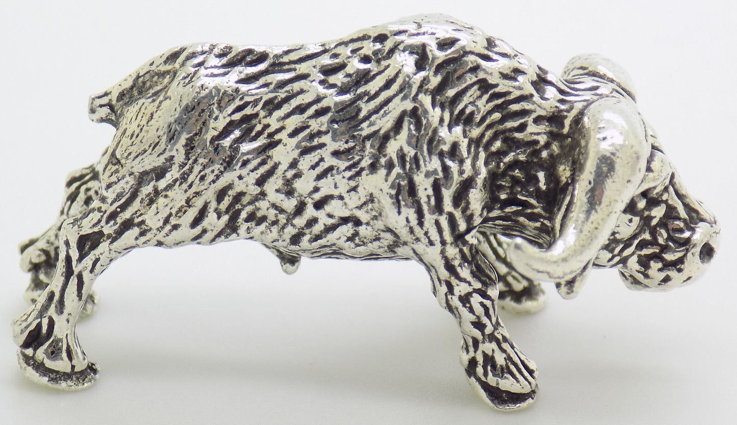 Vintage Italian Handmade Genuine Silver .800 Buffalo Detailed Figurine Statue
