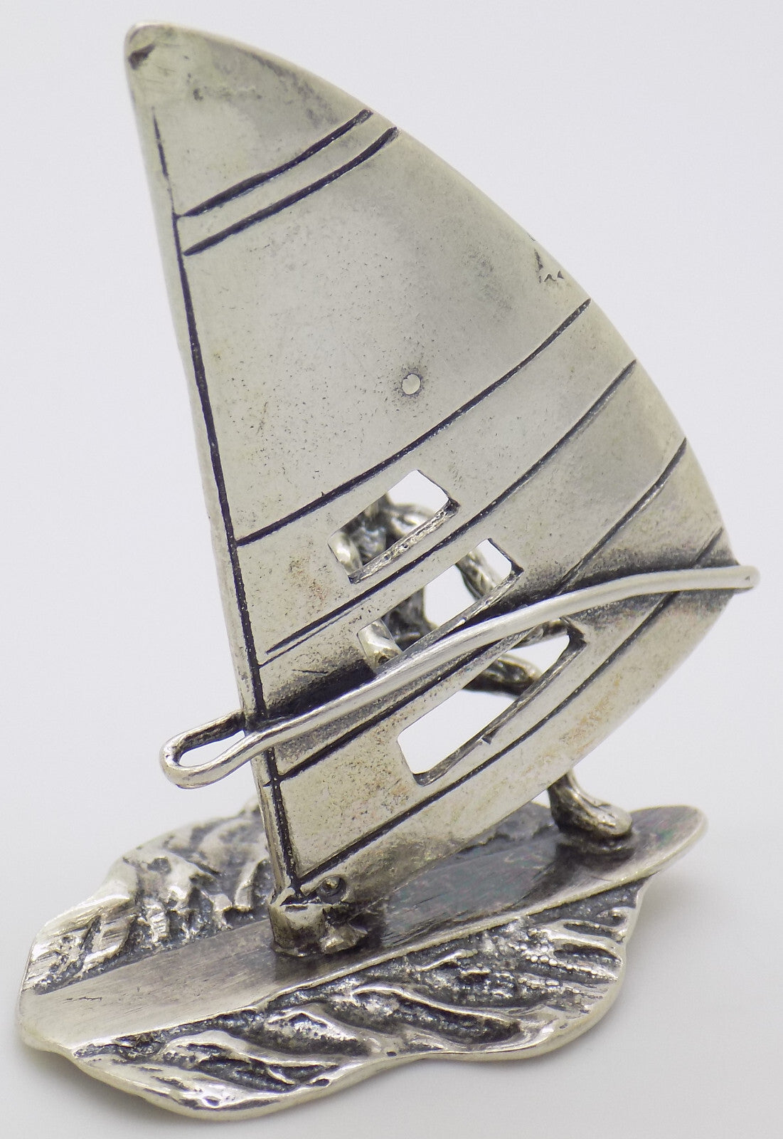 Vintage Italian Handmade Genuine Silver Windsurf & Windsurfer Large Figurine 800