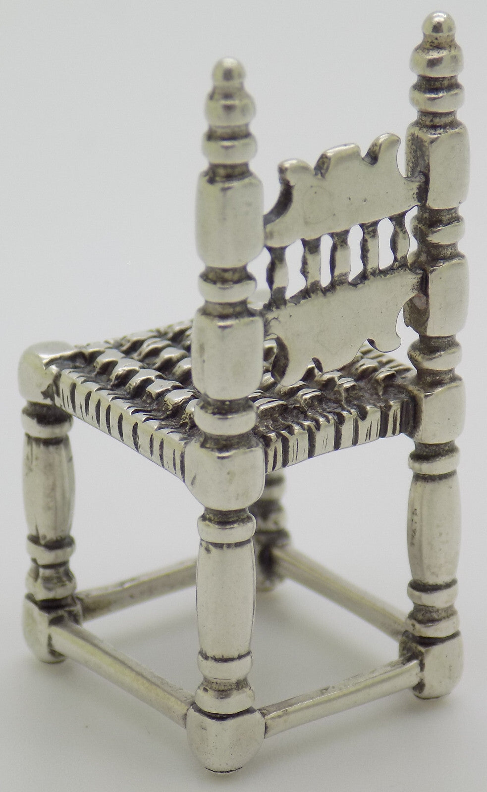 Vintage Italian Handmade Genuine Silver .800 Windsor Chair Dollhouse Miniature