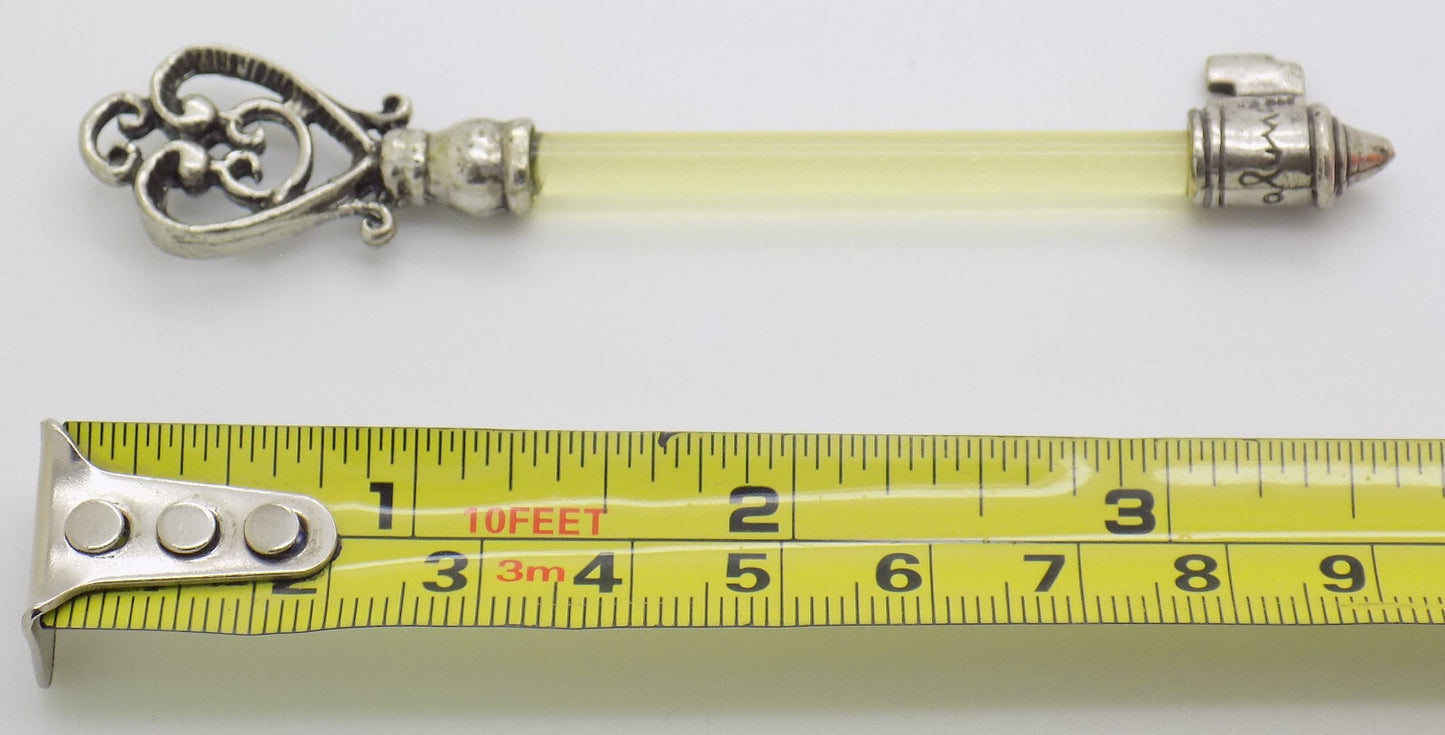 Vintage Italian Silver and Yellow Plexiglas Life Size Key Taranto 1980s 1990s