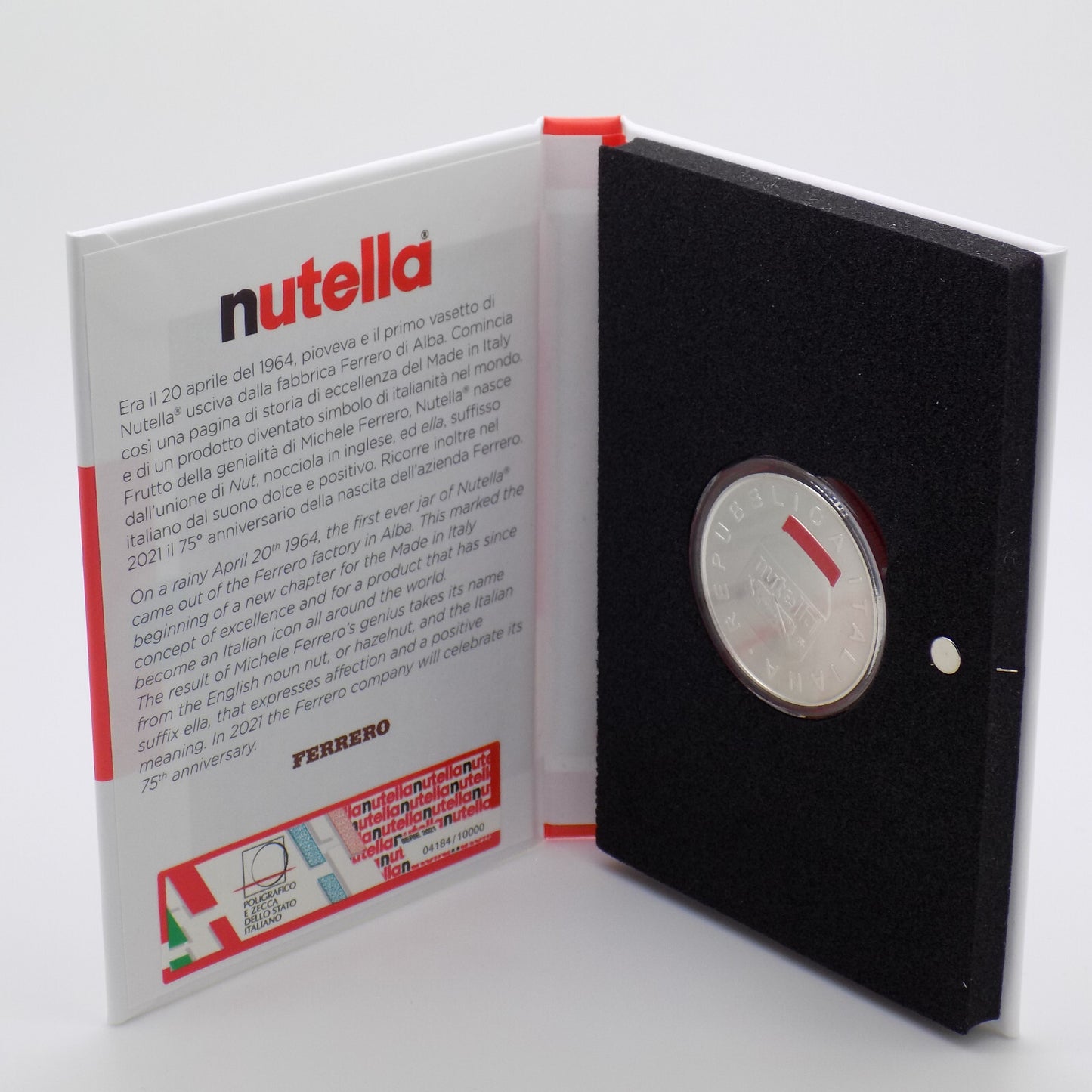 €5 2021 Italy Nutella ® Sterling Silver 925 Coin Red Version Italian Excellence